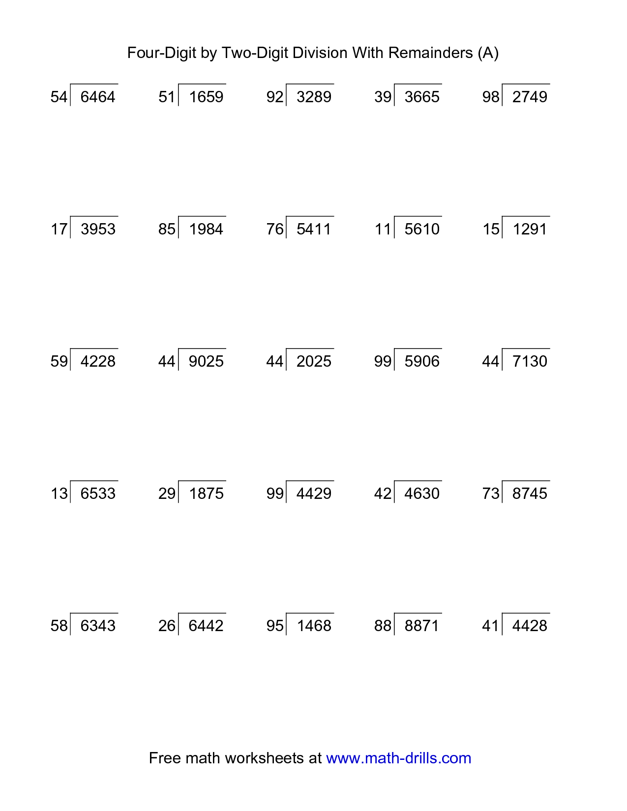 13 Best Images Of Long Division Worksheets 6th Grade 6th Grade Math