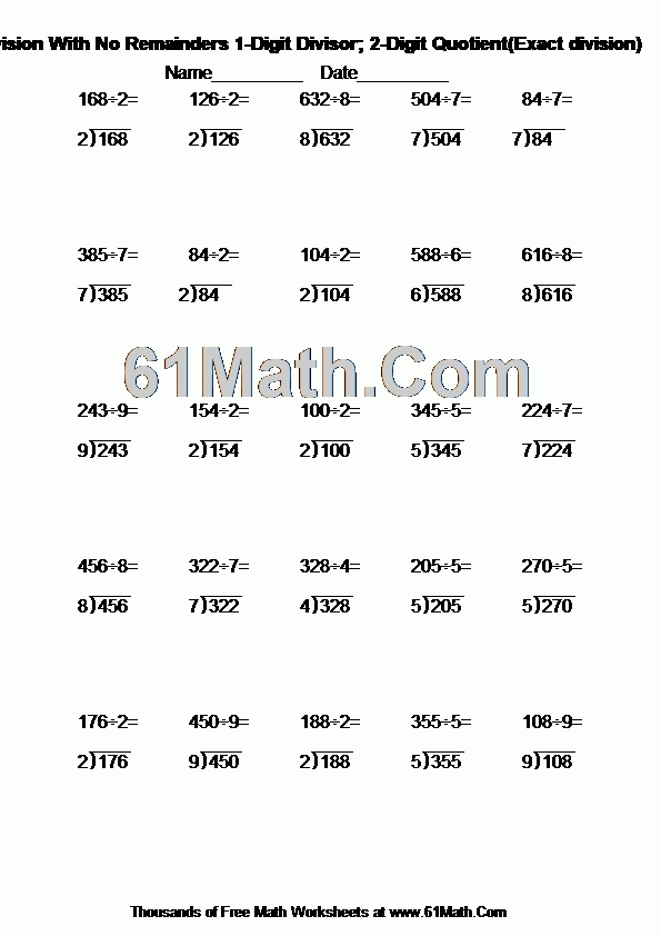2 Digit By 1 Digit Division No Remainders Worksheets Pdf Fuegoder 