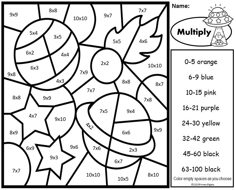 Color By Number Multiplication And Division Space Bundle Made By Teachers