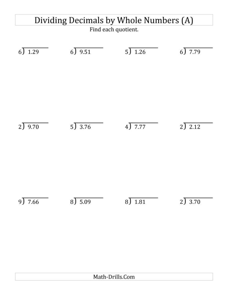 Decimal Division Worksheet For Grade 5 Samuel Gamble s Math Worksheets