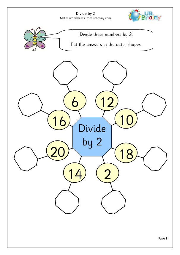 Divide By 2 1 Division Maths Worksheets For Year 2 age 6 7 By