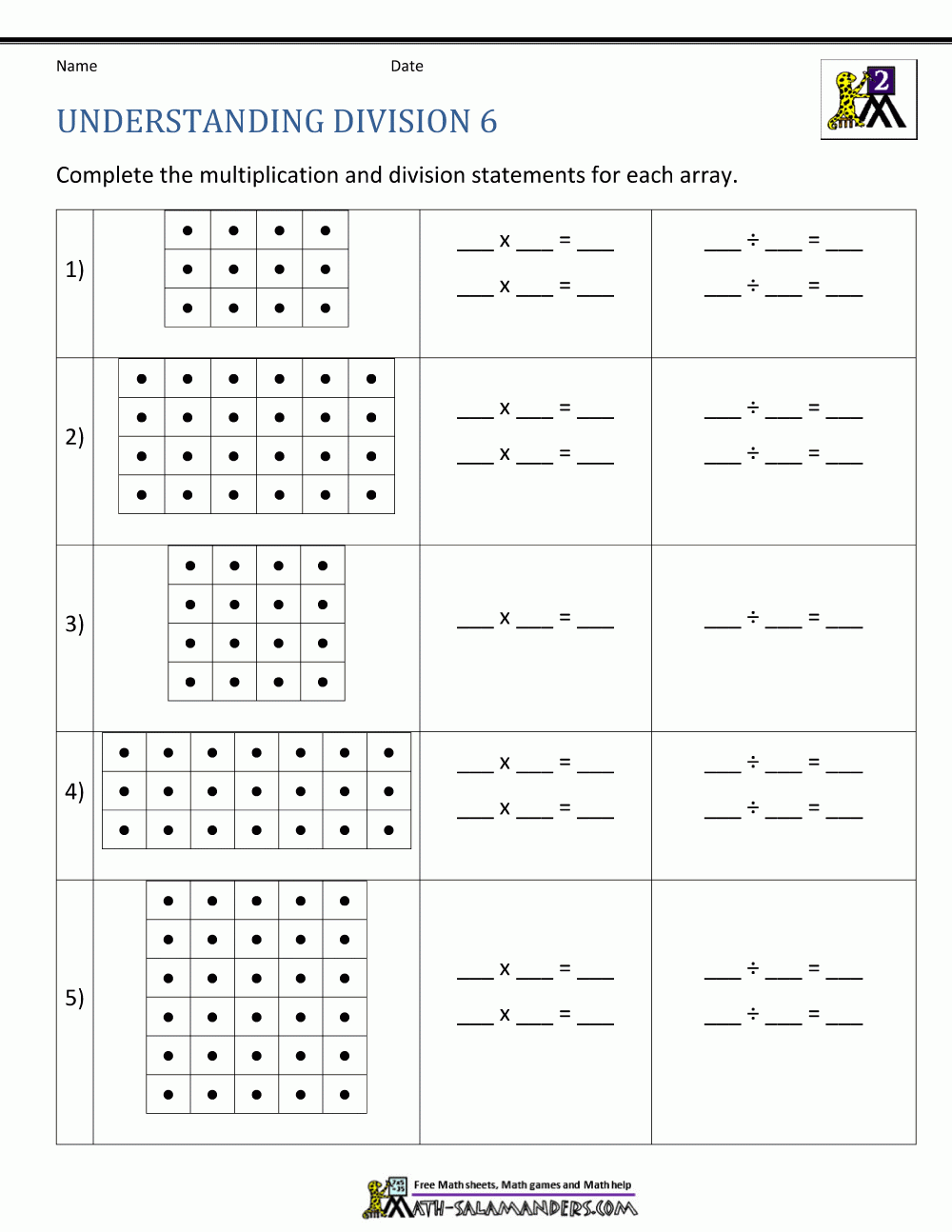 Division Array Worksheets 3rd Grade Pdf Step By Step Worksheet