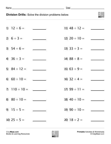 Division Drills Worksheet Set 2 Homeschool Books STEM Workbooks 