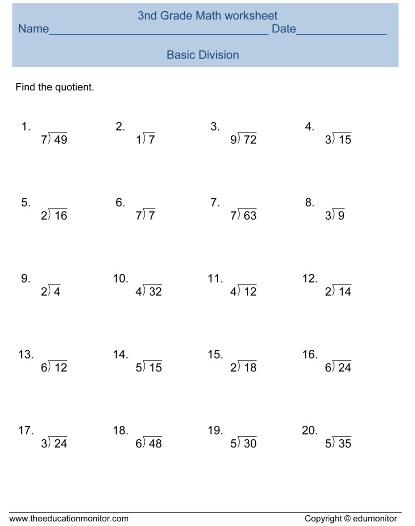 Division For 3rd Graders Worksheet Kid Worksheet Printable