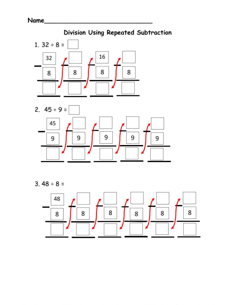 Division Using Repeated Subtraction Worksheet