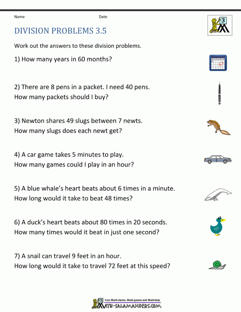 Division Worksheets Grade 3