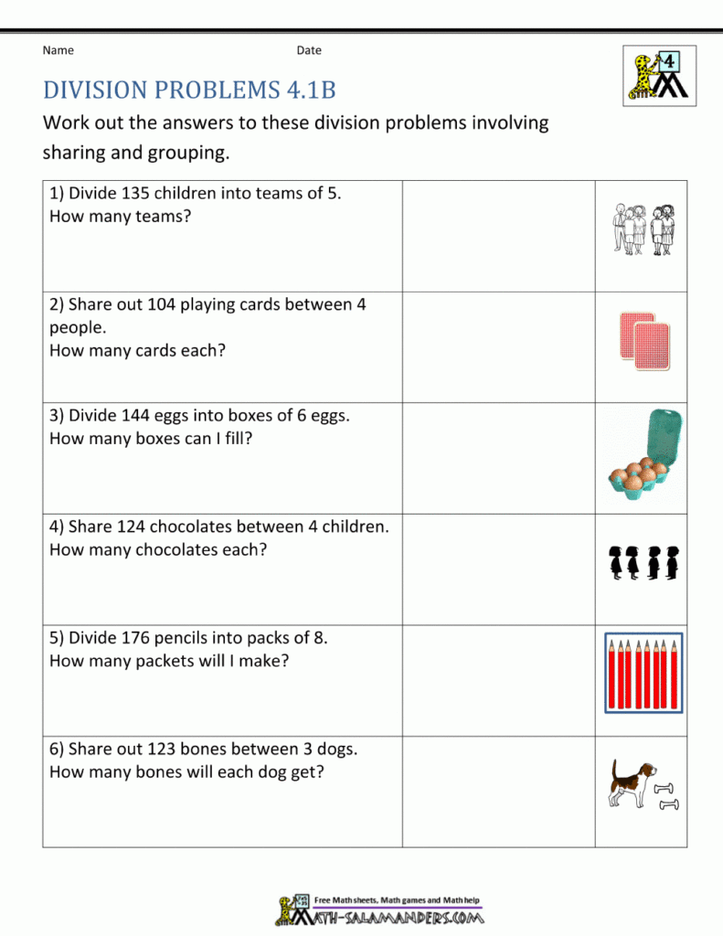 Division Worksheets Grade 4 Aglocomoonjaycomunity