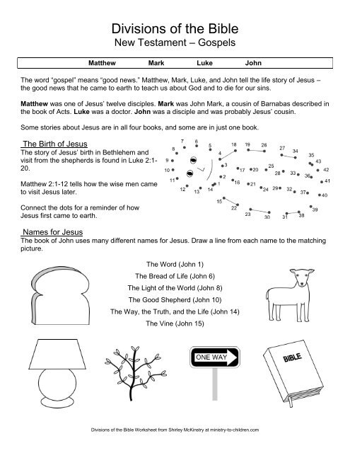 Divisions Of The Bible Ministry To Children