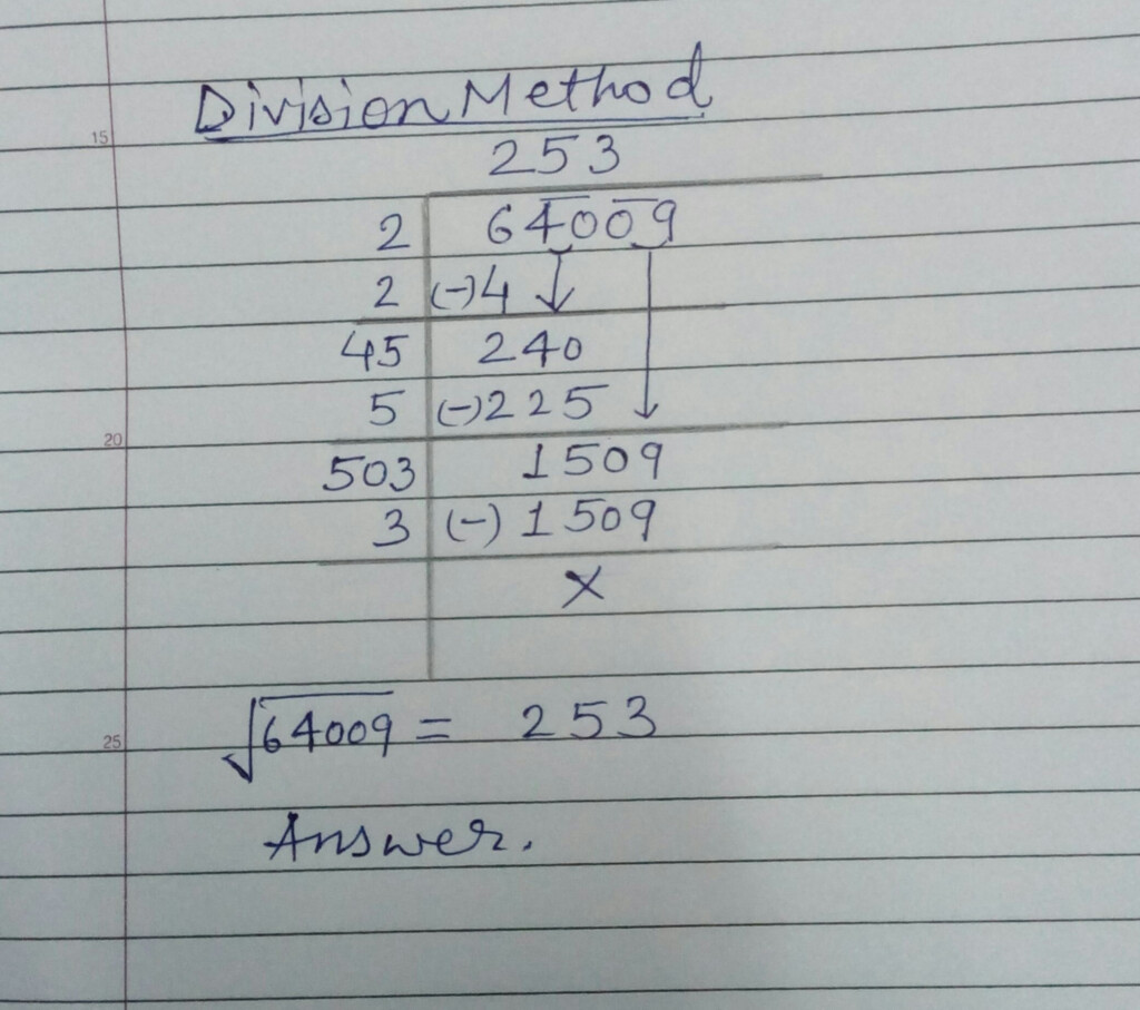 Find The Square Root By The Division Method 64009 Brainly in