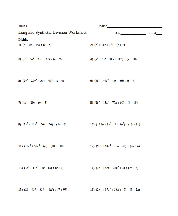 FREE 9 Sample Long Division Worksheet Templates In MS Word PDF