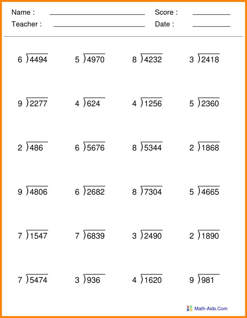 Free Printable 5th Grade Division Worksheets Learning How To Read