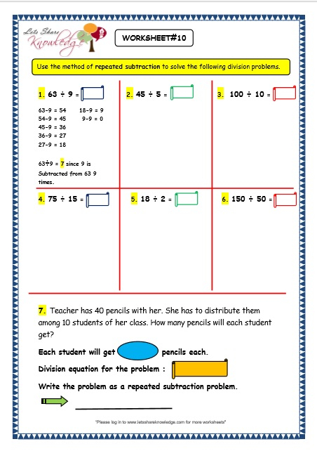 Grade 3 Maths Worksheets Division 6 1 Division By Repeated 