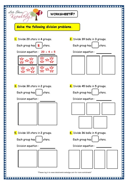 Grade 3 Maths Worksheets Division 6 2 Division By Grouping Lets 