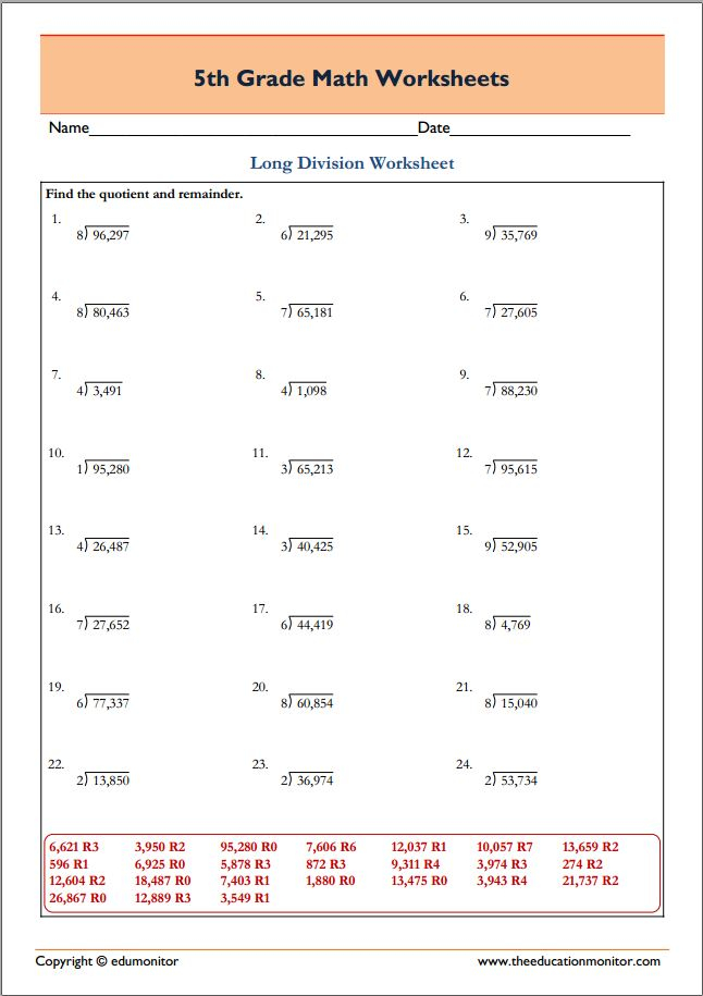 Inspirational 5Th Grade Division Worksheets Image Worksheet For Kids