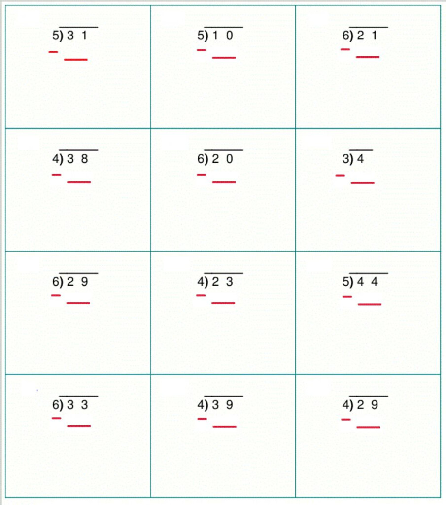 Long Division One Digit Divisor And A One Digit Quotient With No 