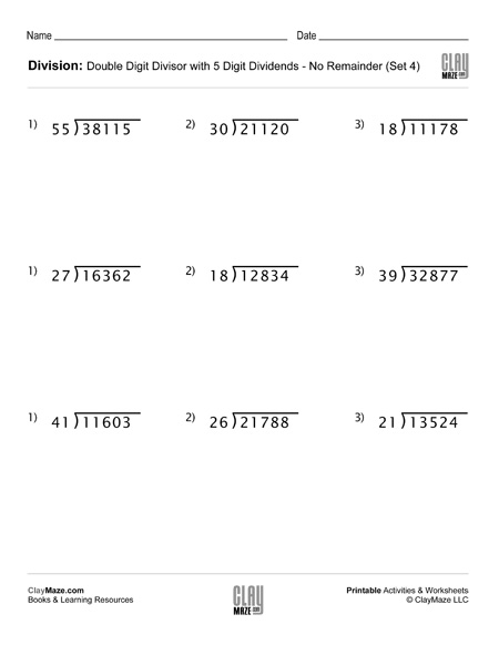 Long Division Worksheet With Double Digit Divisors Set 4 Homeschool