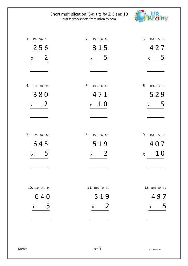 Multiplying 3 digit Numbers By 2 5 And 10 Multiplication By URBrainy