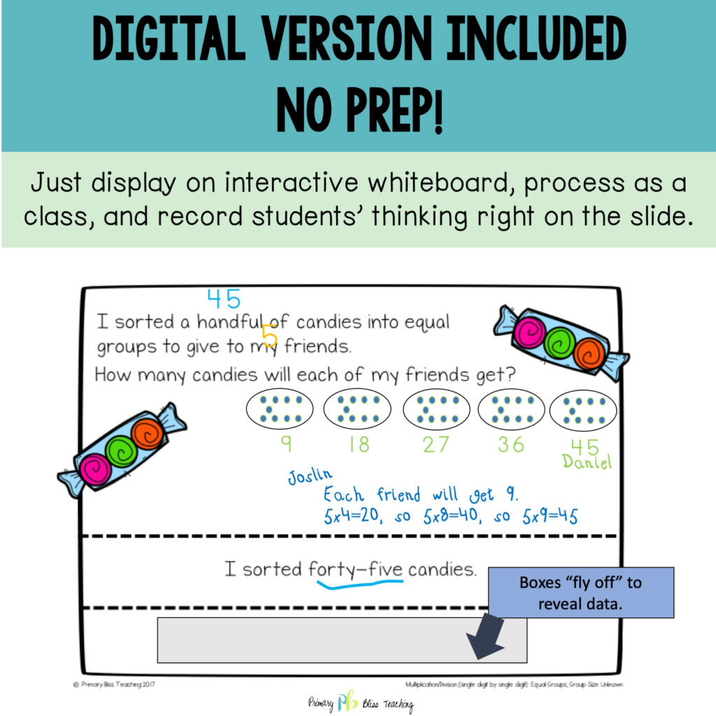Number Talks Numberless Math Word Problems single By Single Digit 