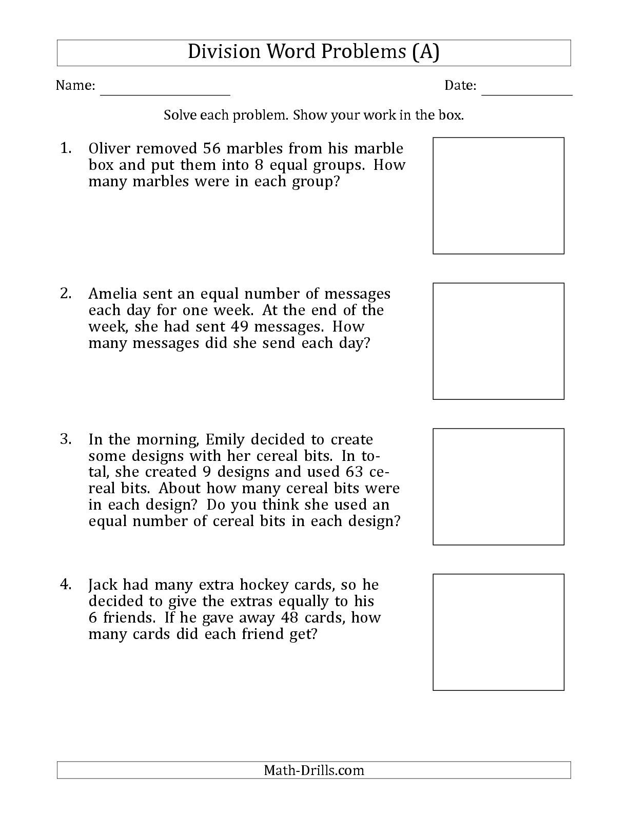 Grade 3 Multiplication Division Word Problems