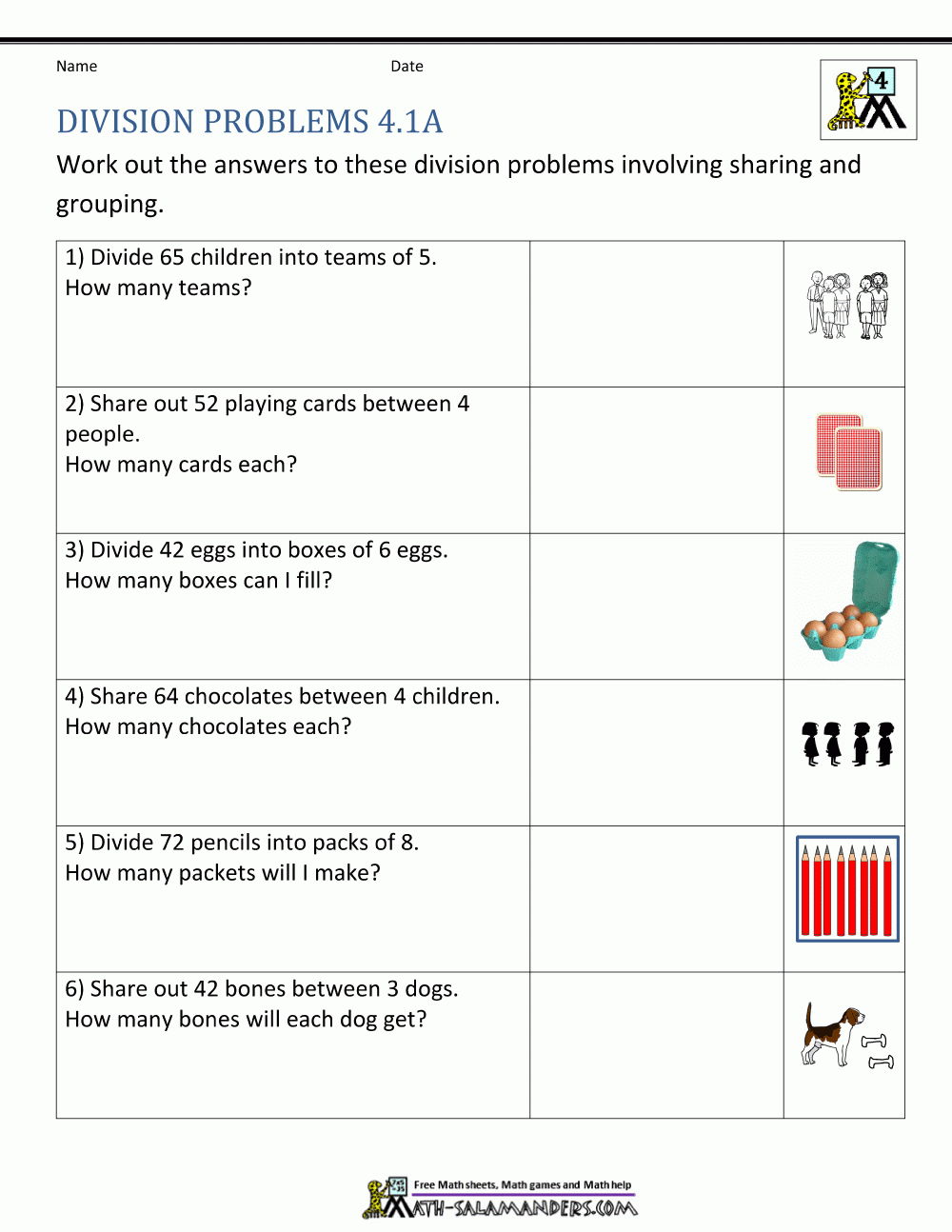 Problem Solving Involving Division Worksheets For Grade 2 Example