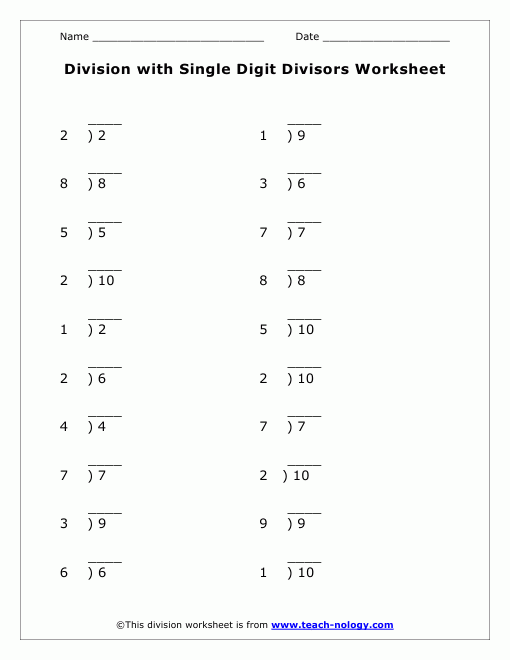 Search Results For Free Division Worksheets Calendar 2015