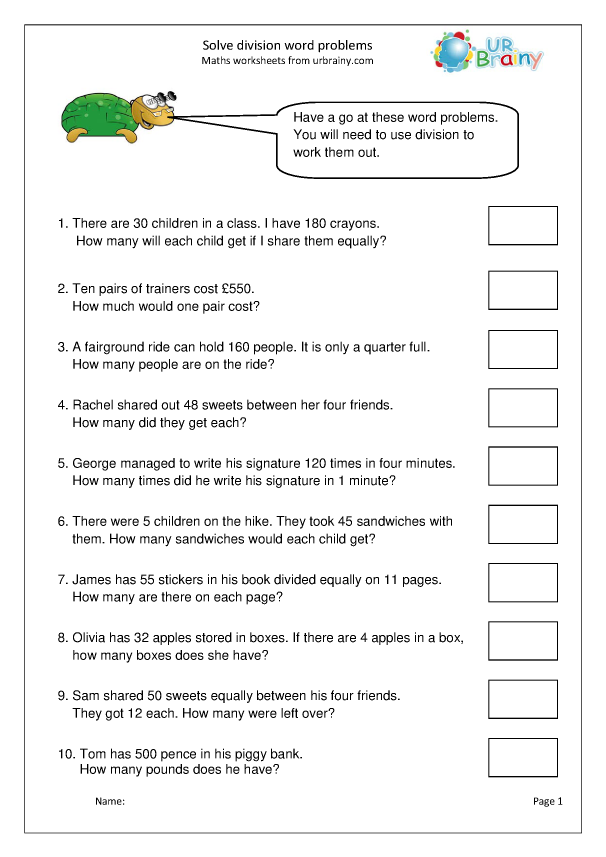 Solve Division Problems Division In Year 4 age 8 9 By URBrainy