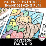 Thanksgiving Division Facts Color By Number Math Worksheets Made By