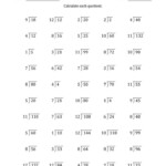 The Division Facts With Divisors And Quotients From 1 To 12 With Long