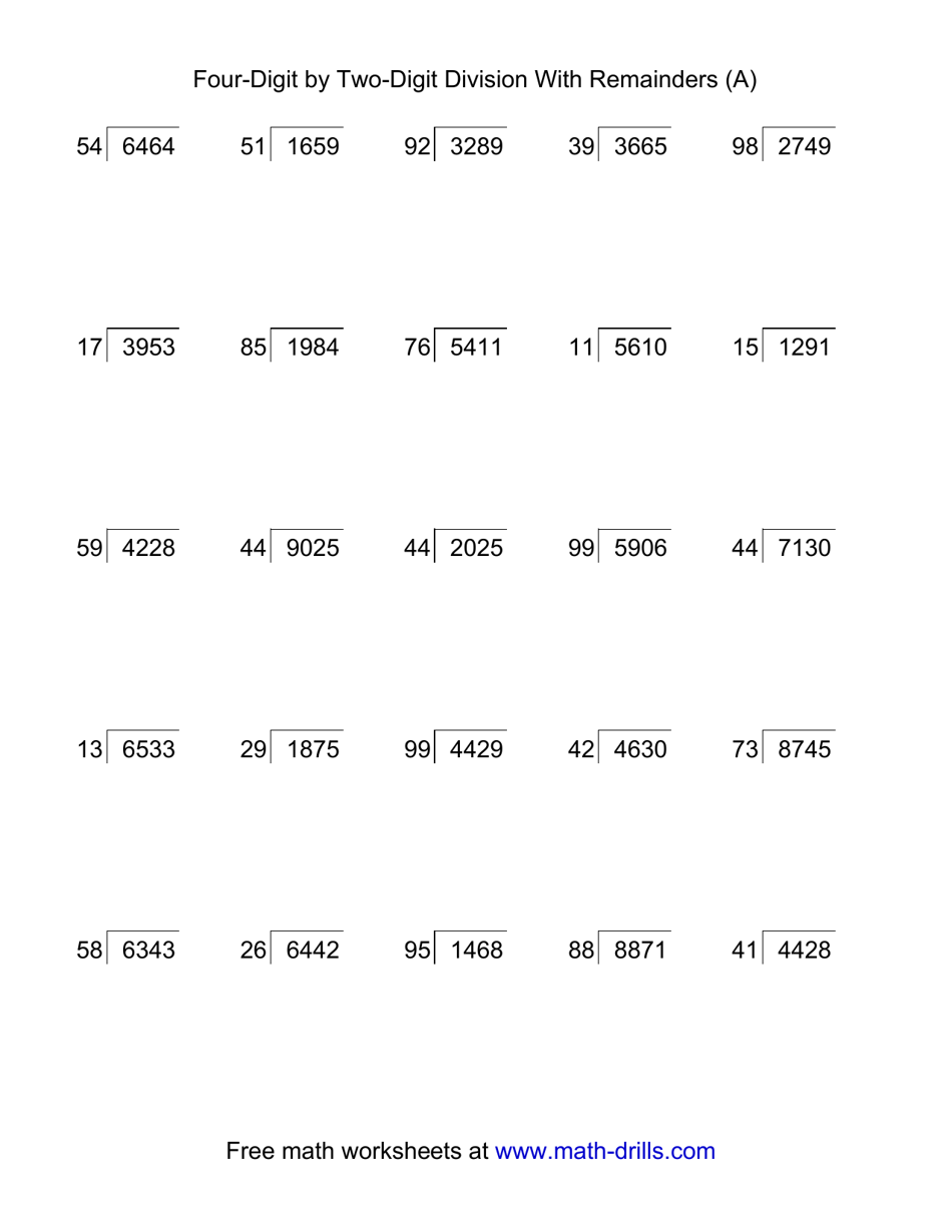 2 Digit By 1 Digit Long Division With Remainders And Steps Shown On