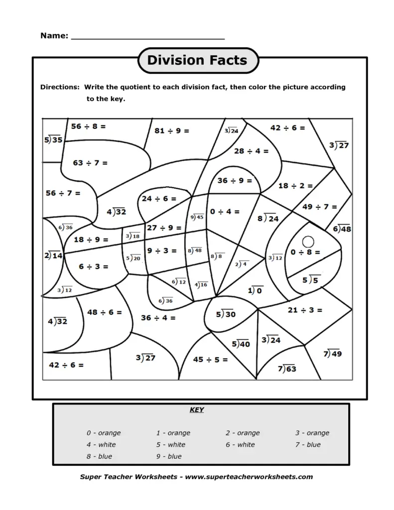 22 Fun to do Division Color By Number Printables Kitty Baby Love