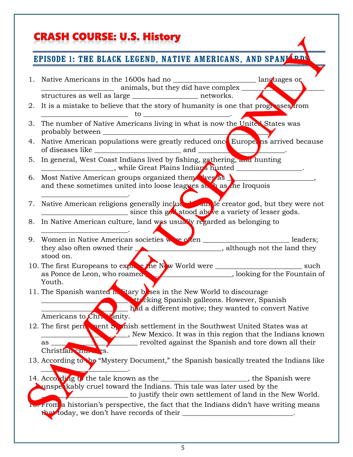 America The Story Of Us Episode 4 Division Worksheet Answer Key