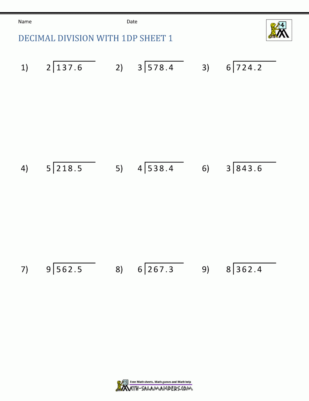 Dividing Decimals Using Grids Worksheet Free Download Goodimg co