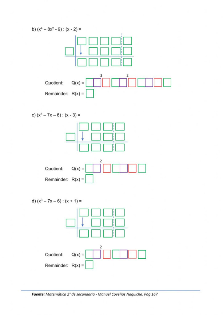 Dividing Polynomials Using Synthetic Division Worksheet