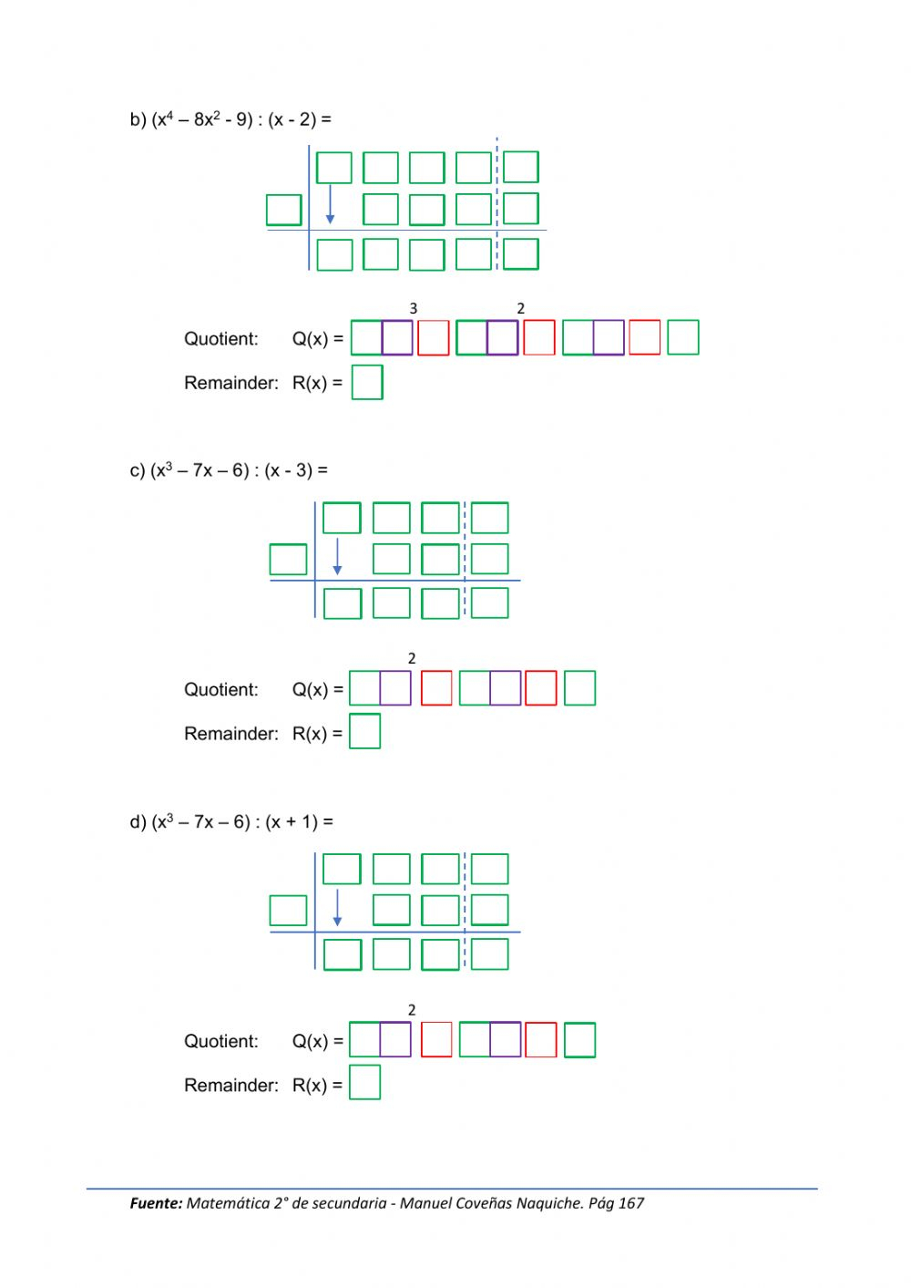 Worksheet On Synthetic Division Of Polynomials