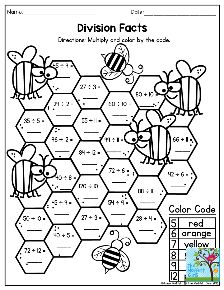 Division Facts Multiply And Color By Code Nachhilfe Mathe Dyskalkulie
