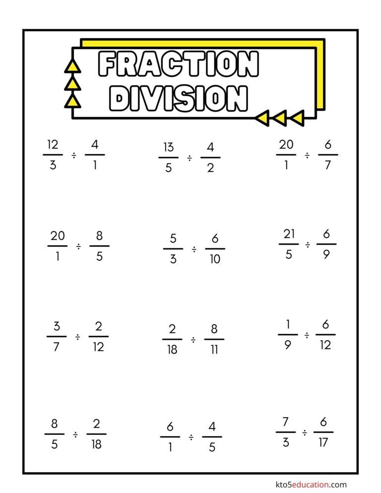 division of fractions worksheets pdf
