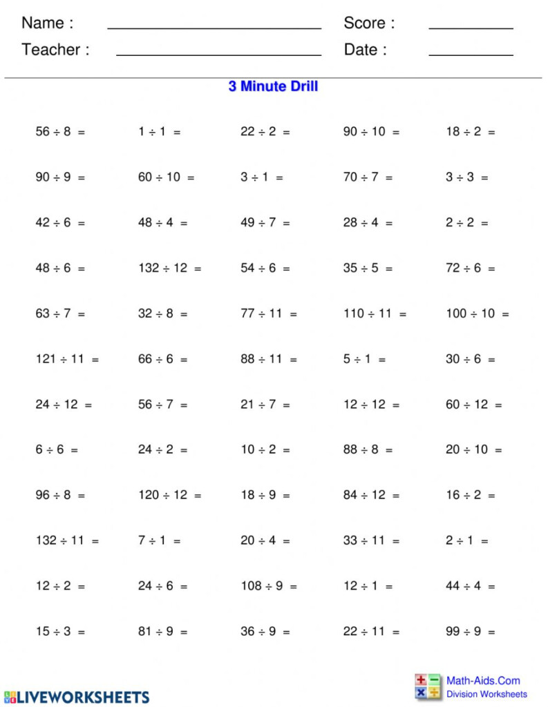 Division Practise Worksheet