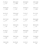 Grade 4 Mental Division Worksheet Division Facts Missing Numbers K5