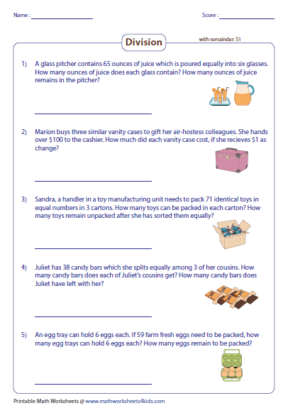 Long Division 1 Digit Divisor