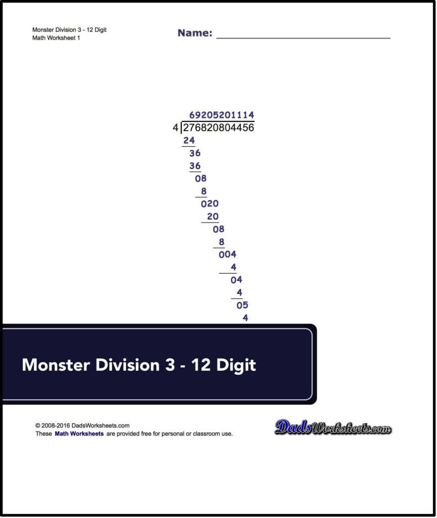 Long Division Algorithm Worksheets Long Division Worksheets