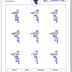 Long Division One Digit Divisor And A One Digit Quotient With No Long