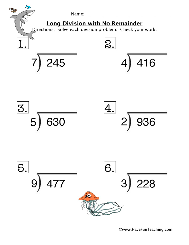 Long Division Worksheet Have Fun Teaching
