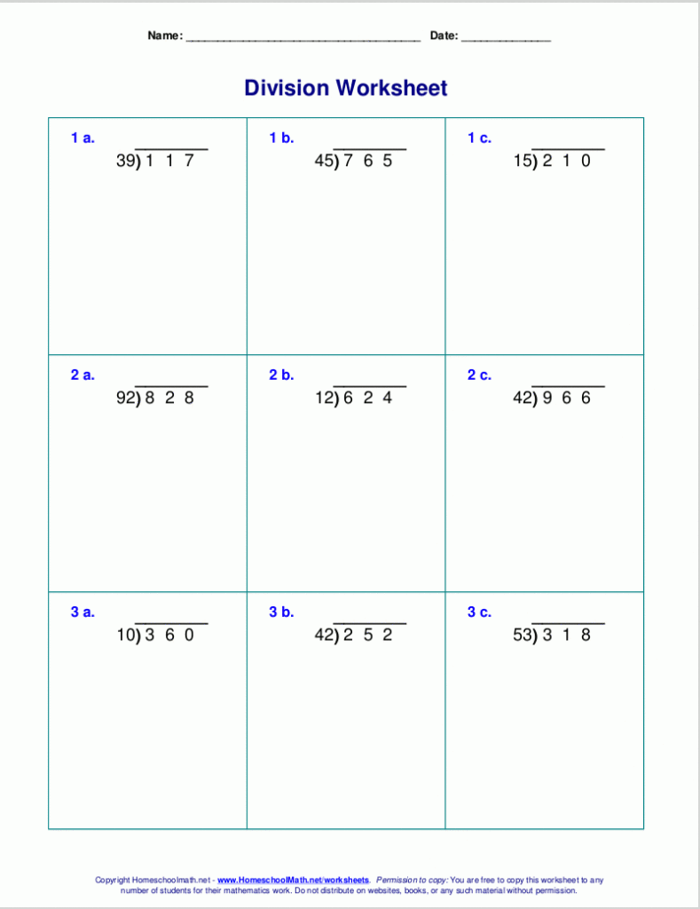 Long Division Worksheets For Grades 4 6 Division Worksheets Long 