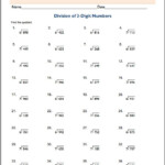 Long Division Worksheets No Remainders