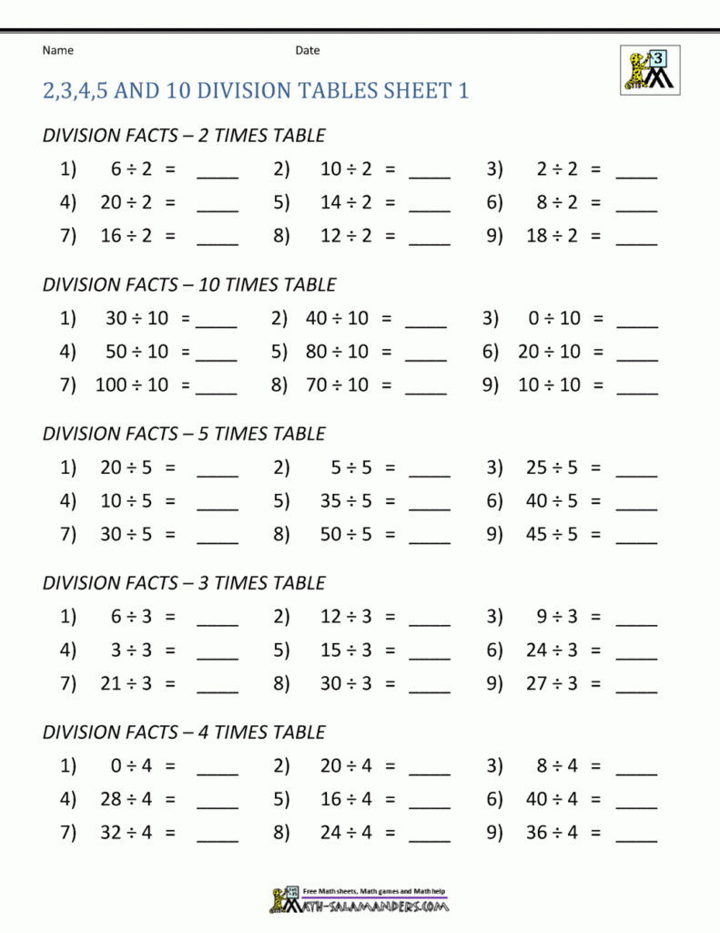 Multiplication And Division Facts Worksheets Mattie Haywood s English 