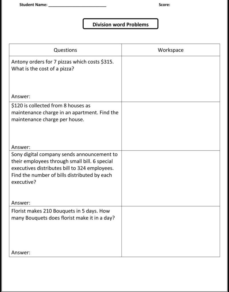 Multiplication And Division Word Problems Year 6 Worksheets 