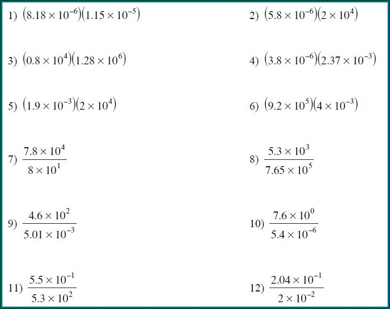 Ordering Numbers In Scientific Notation Worksheet Worksheet Resume 