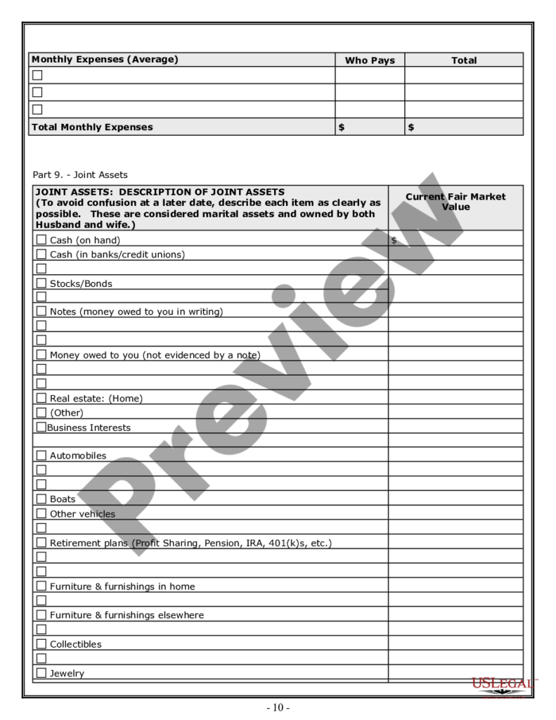 Texas Divorce Worksheet And Law Summary For Contested Or Uncontested 