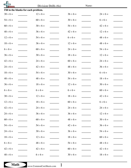 Vertically Arranged Division Facts To 100 A Vertical Division 