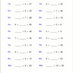 Worksheets For Basic Division Facts grades 3 4 Multiplication And
